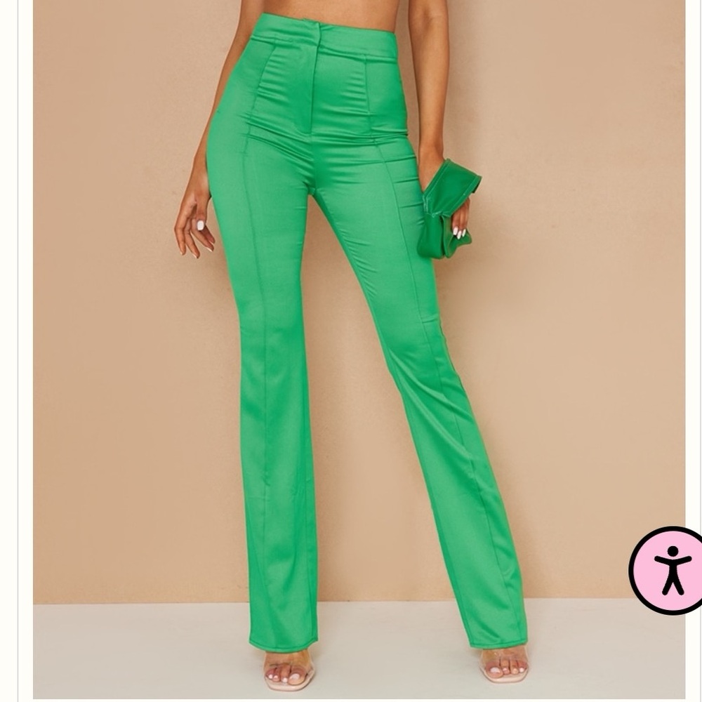 PrettyLittleThing Green Boot Cut Flare Pants SIZE 12